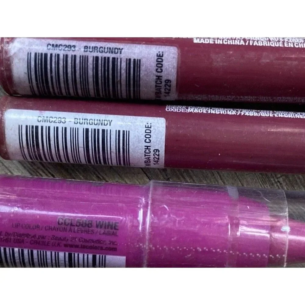 L.A. Colors Chunky Lip Pencil Burgundy Wine Lot If 3 New Sealed